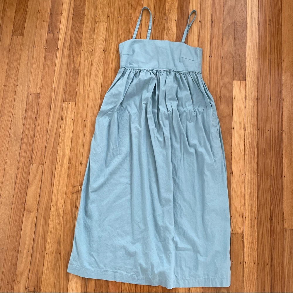 Uniqlo linen blend midi summer dress in blue size Small